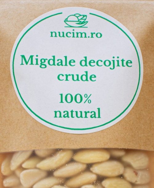 Migdale decojite, crude. Mixul de migdale crude este o gustare sanatoasa, cu un aport bun de proteine, grasimi nesaturate, fibre, vitamina E