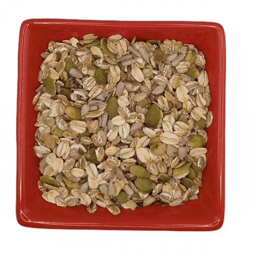 Mix de seminte si cereale cu seminte in, dovleac, floarea soarelui si fulgi de ovaz si secara, 750 g. www.nucim.ro
